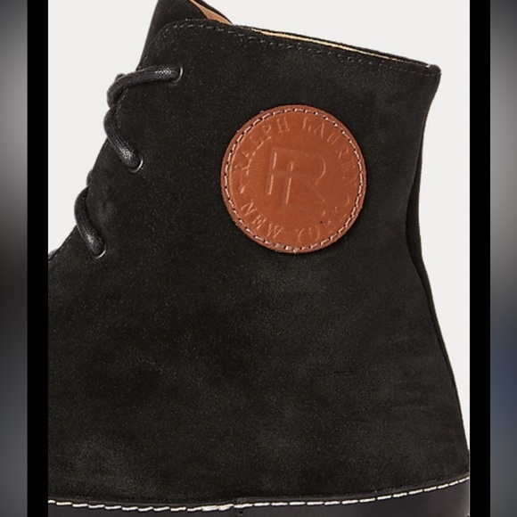 Ralph Lauren Collection Black Embry Calf-Suede High Top Lace Up Sneakers Sz 7.5 - Picture 4 of 12